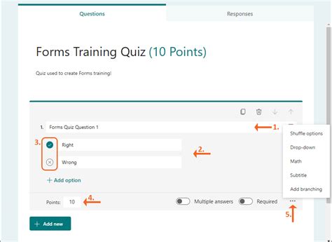 how to create a multiple choice quiz in microsoft forms