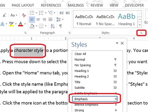 how to create a new character style in word