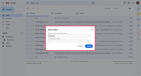 how to create a new mailbox folder in gmail