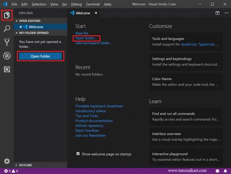 how to create a new project folder in visual studio code