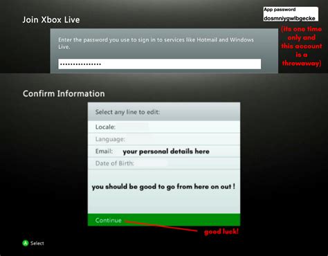 how to create a password on xbox