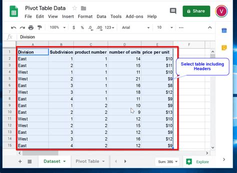 how to create a pivot table on google sheets