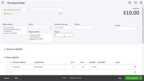 how to create a po in quickbooks
