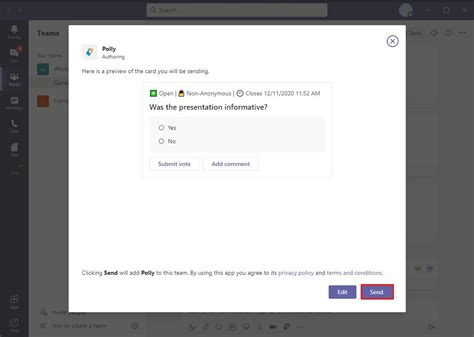 how to create a poll in teams channel
