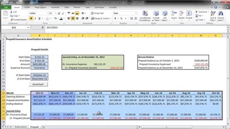 how to create a prepaid amortization schedule in excel