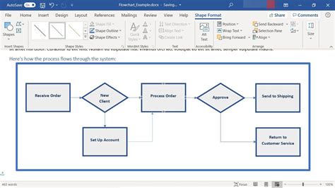how to create a process flowchart in word