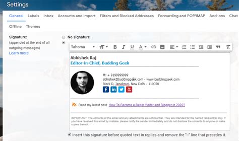 how to create a professional email signature in gmail