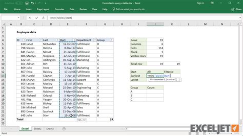 how to create a query in excel from a table