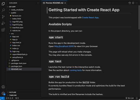how to create a react folder in vs code