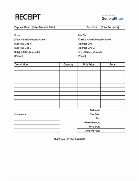 how to create a receipt template in excel