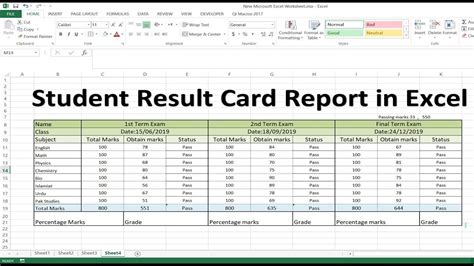how to create a report card using excel