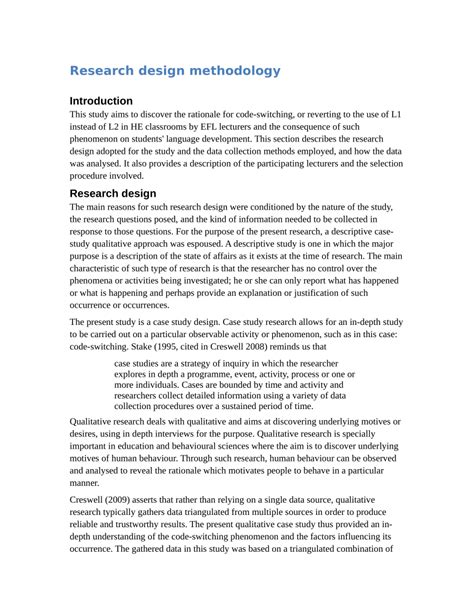 how to create a research design methodology