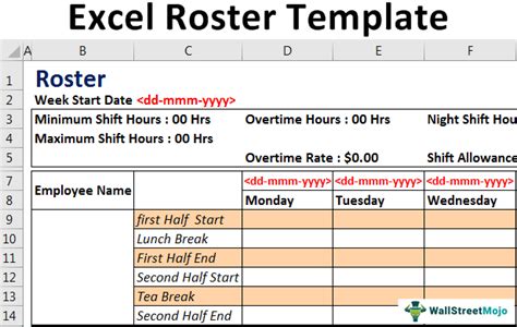 how to create a roster template in excel