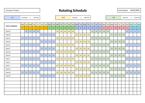 how to create a rotating work schedule in excel