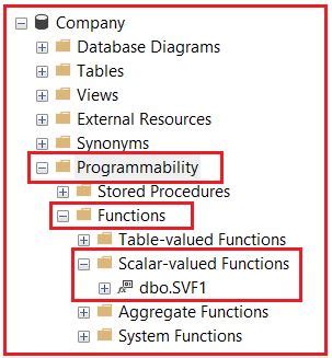how to create a scalar valued function in sql server