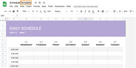 how to create a schedule in google docs