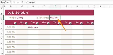 how to create a schedule sheet in excel