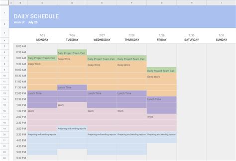 how to create a schedule with google sheets
