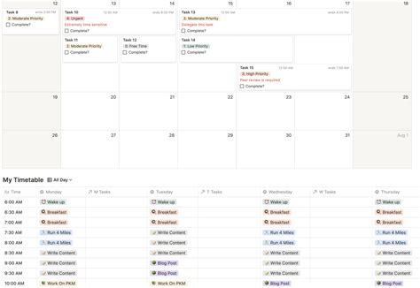 how to create a school timetable in notion