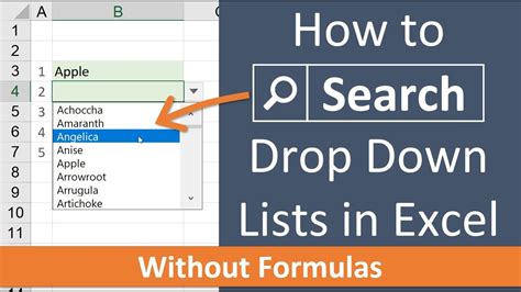 how to create a searchable drop down list in excel without vba