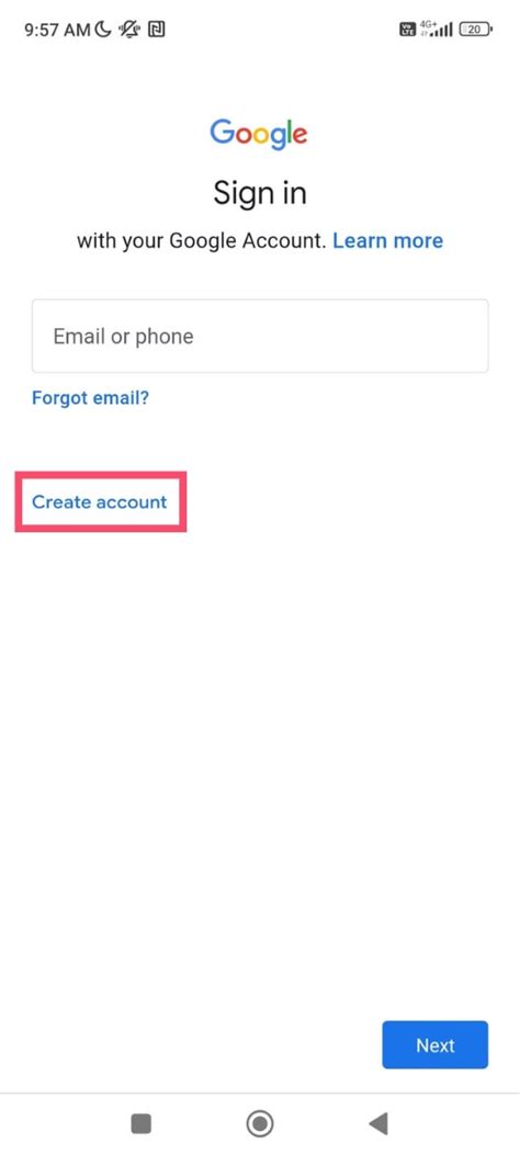 how to create a second gmail account on android