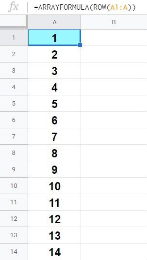 how to create a series of numbers in google sheets