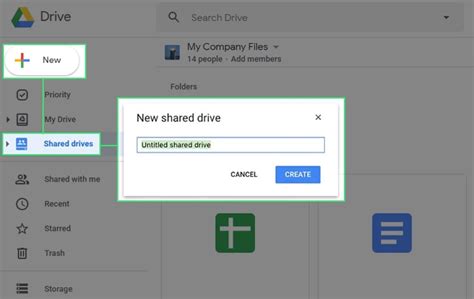 how to create a shared drive on google docs
