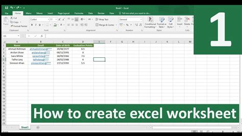 how to create a sheet in excel