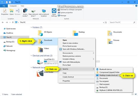 how to create a shortcut to a folder in file explorer