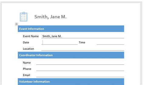 how to create a simple fillable form in word