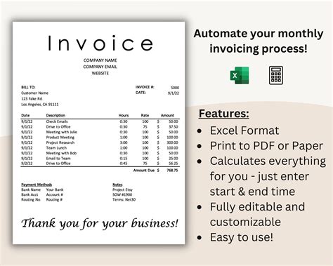 how to create a simple invoice in excel
