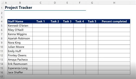 how to create a simple project tracker in excel