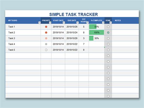 how to create a simple task tracker in excel