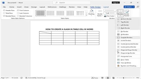 How To Create A Slash In Table Cell