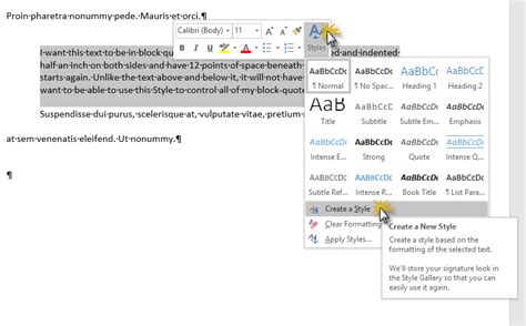 how to create a style sheet in word