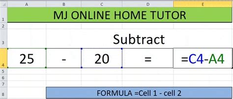 how to create a subtraction formula in sheets
