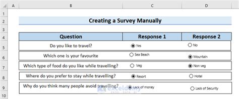 how to create a survey in excel offline