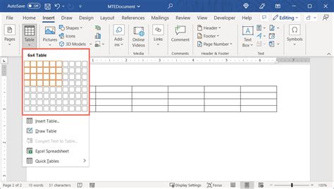 How To Create A Table In A Table In Word