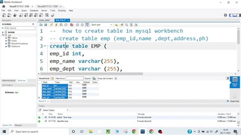 How To Create A Table In Mysql Workbench 8.0