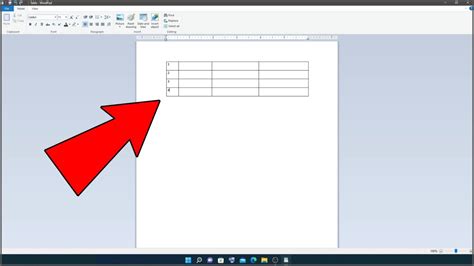 how to create a table in word pad