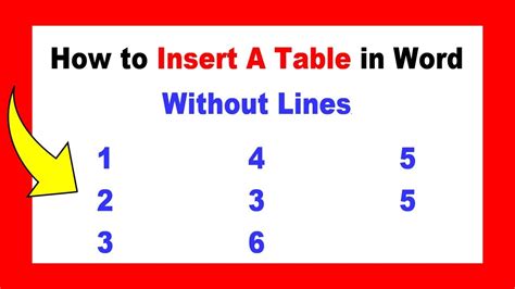 how to create a table in word without lines