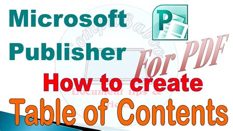 How To Create A Table Of Contents In Publisher