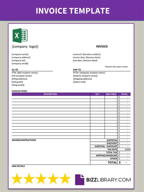 how to create a template invoice in excel