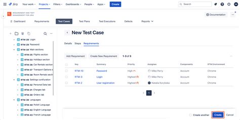 how to create a test case in jira