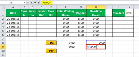 how to create a timesheet calculator in excel