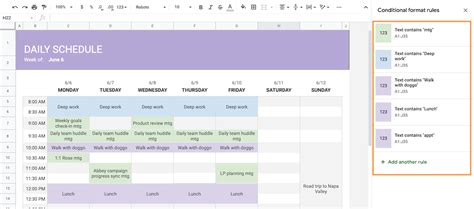 how to create a timetable in google sheets