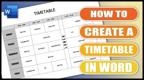how to create a timetable in word