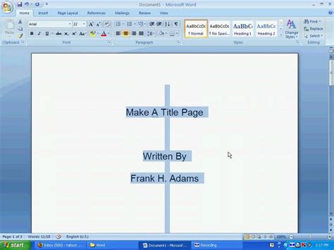 how to create a title page in word