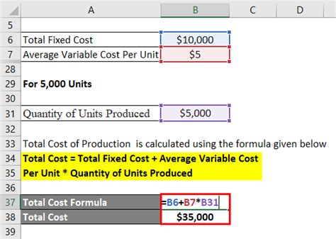 how to create a total cost formula in excel