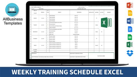 how to create a training schedule on excel